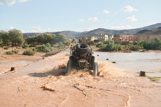 All-terrain quad on the way to desert