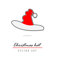 Santa claus hat unique christmas hat vector illustration. Red santa top hat isolated on white background