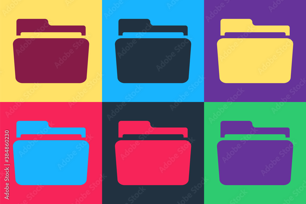 Poster pop art folder icon isolated on color background. vector.