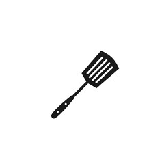 Black spatula icon. BBQ and grill tools. Barbeque cutlery. Kitchen utensil.