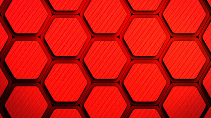 Hexagonal red, background texture, 3d illustration, 3d rendering