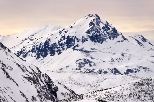 Snowy Mountain Peak in Leon, Castilla y Leon, Spain.