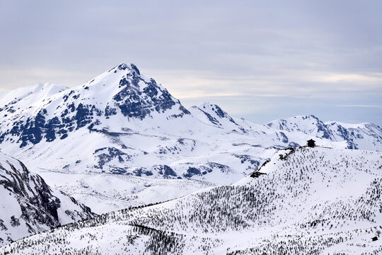 Snowy Mountain Peak in Leon, Castilla y Leon, Spain.