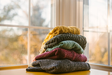 Stack of fall sweaters
