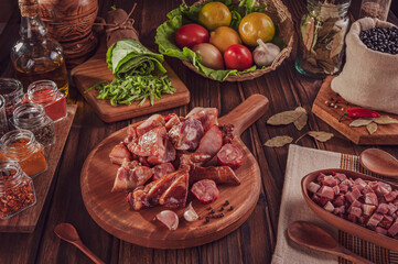 Ingredients for a typical brazilian meal feijoada