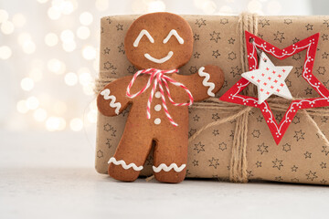 Christmas Decorations with Gingerbread Man and Gift Box