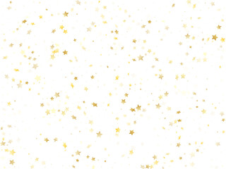 Flying gold star sparkle vector with white background.