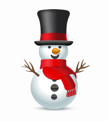 Christmas snowman with top-hat and scarf.