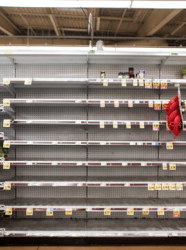 Empty grocery store shelves during the Coronavirus pandemic