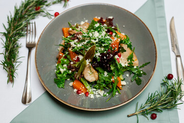 Christmas food party diner salad green and red 