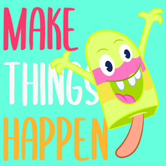 Fruit popsicle - watermelon & strawberry. Cute cartoon popsicle wearing sun glasses and hat. Minimal summer flat vector.