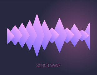 Fototapeta premium Color sound wave. Audio digital equalizer technology, musical pulse vector Illustration. Voice line waveform or volume level symbol. Curve radio wave
