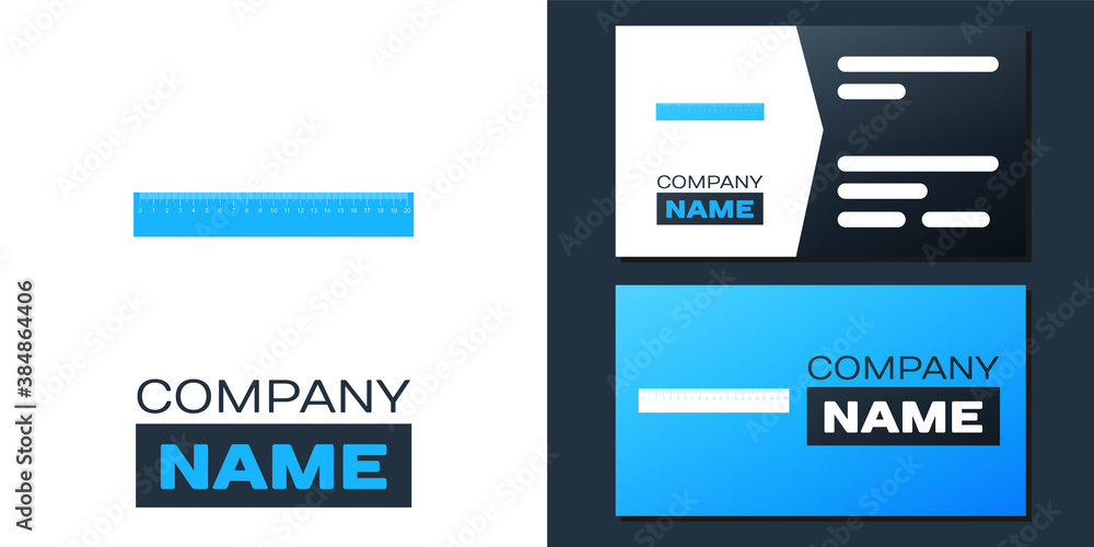 Poster logotype ruler icon isolated on white background. straightedge symbol. logo design template element.