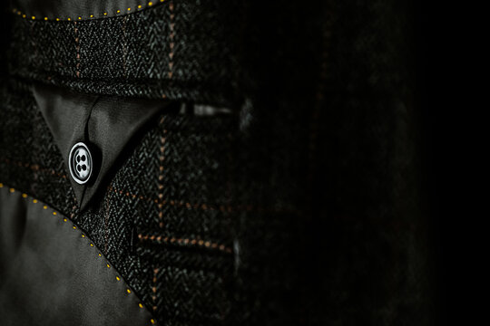 detail of a gray man suit