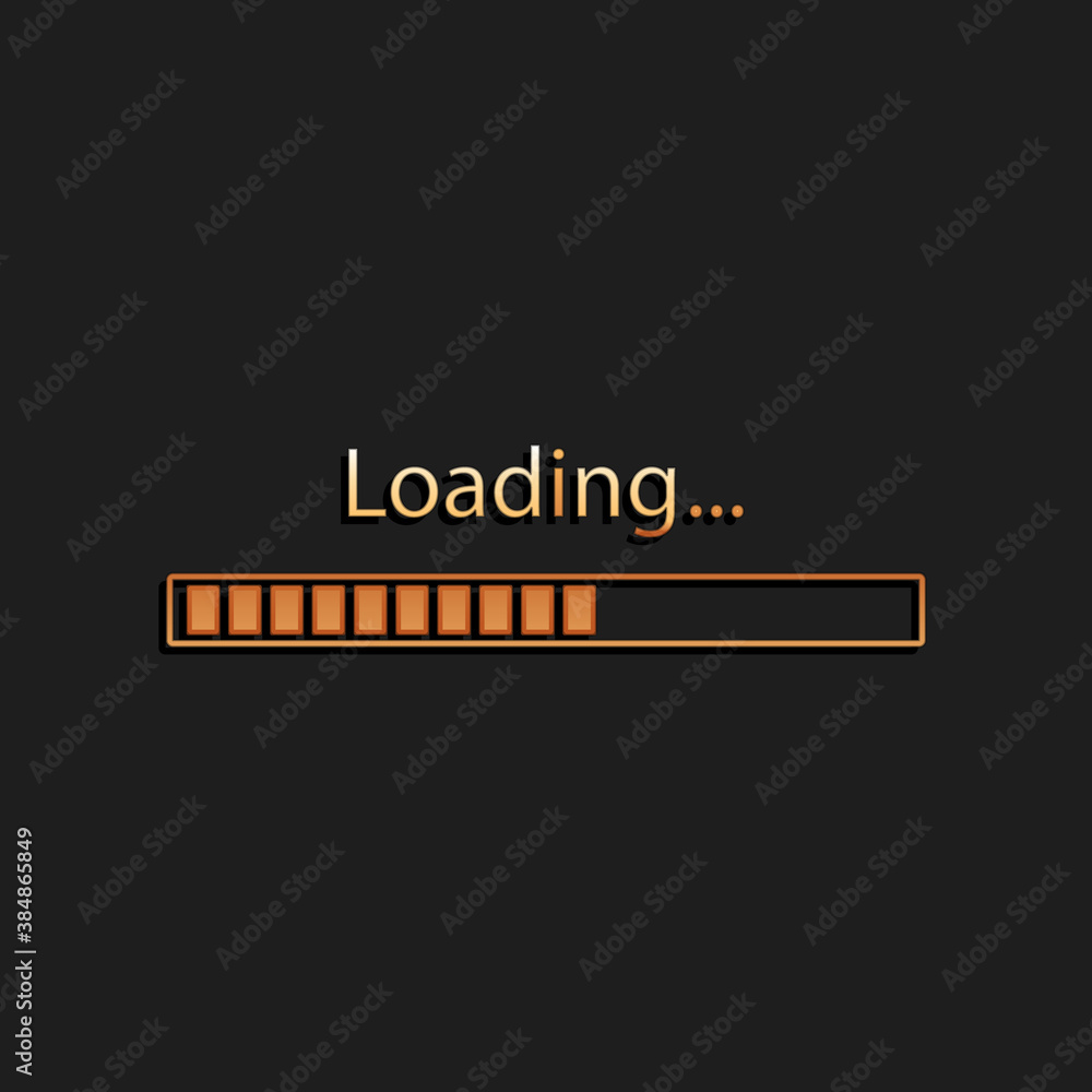 Poster gold loading icon isolated on black background. progress bar icon. long shadow style. vector.