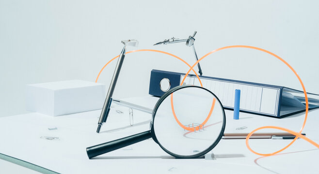 BORED AT OFFICE""-part I -white series /Office supplies / objects-abstract set ups.