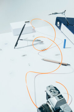 BORED AT OFFICE""-part I -white series /Office supplies / objects-abstract set ups.