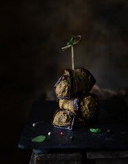 Georgian eggplant bites with nut filling 