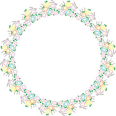 キクの円形飾り枠