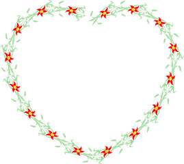 花のハート形飾り枠