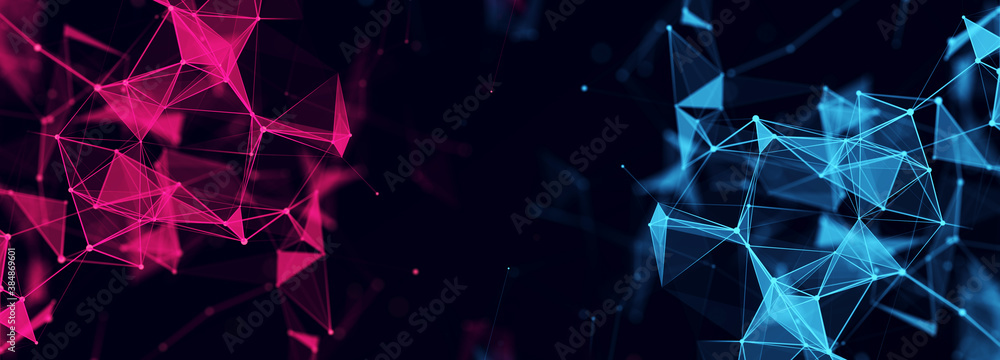Aufkleber Technology background. Abstract digital combination dots and lines. Network connection structure. 3d Widescreen
