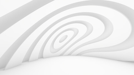 White abstract background. Smooth white lines with shadow. 3d rendering image.
