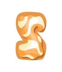 Cartoon cookies font. Confectioners stylized capital letter S. Vector english ABC baking in colored glaze. Creative gingerbread alphabet design. Childhood sweet biscuit and doughnut