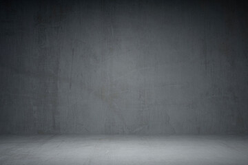 cement floor and wall backgrounds, shelf display products. 3d render