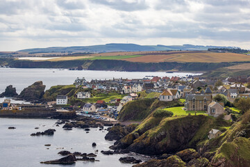 A view of St Abbs from St Abbs head, Scotland, UK