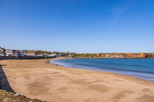 A view of the beach at Eyemouth, Scotland, UK