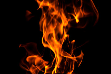 Fire flames abstract on black background. Fire and burning flame on dark background