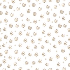 Seamless pattern with golden falling snowflakes on dark background