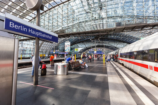 ICE 4 high-speed train at Berlin main railway station Hauptbahnhof Hbf in Germany