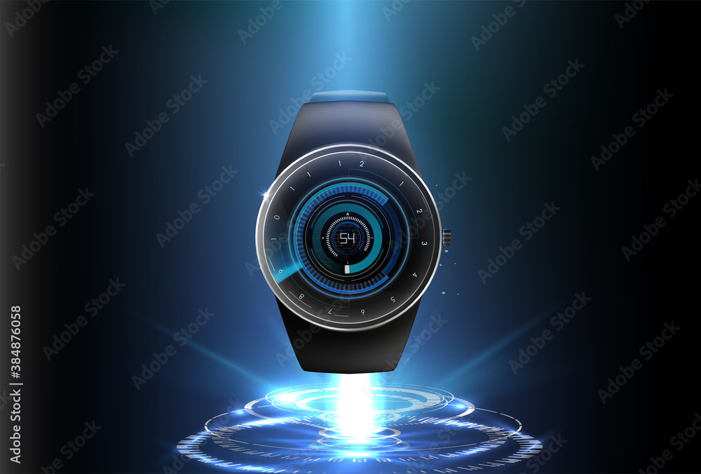Poster vector realistic illustration with a futuristic style, represented by the functions vector realistic