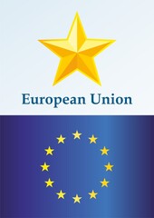 Obraz na płótnie Canvas Flag of Europe, European Union. Template for award design, an official document with the flag of European Union. Bright, colorful vector illustration