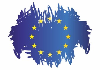 Flag of Europe, European Union. Bright, colorful vector illustration.