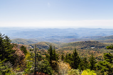 Fototapeta na wymiar Gorgeous Blue Ridge Mountain View from Grandfather Mountain Park, Linville, NC