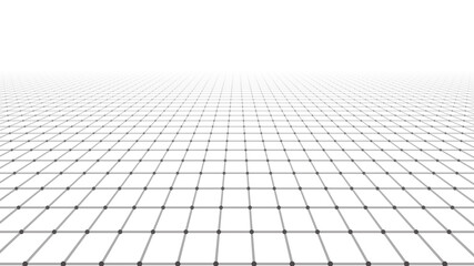 Abstract background with a perspective grid. Abstract wireframe landscape. Detailed lines on white background, flat surface . 3d rendering.