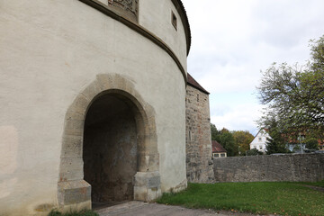 Town of Rothenburg ob der Tauber, Germany. Gate in the fortress wall