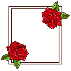 Frame with roses.  Background for postcards.  Romantic mood