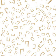 Gold stylized rectangles on a white background. Seamless vector geometric pattern.