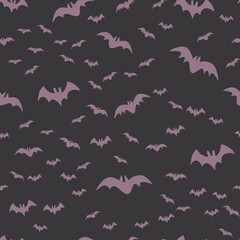 Halloween pattern with flying bats. Vector seamless background. Bat simple illustration texture.