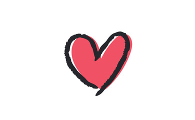 Sign of a heart. Love symbol doodle. Hand drawn vector illustration.