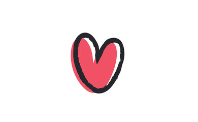 Sign of a heart. Love symbol doodle. Hand drawn vector illustration.