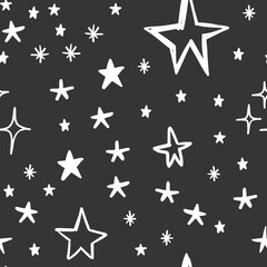 Hand drawn stars seamless pattern. Background texture.