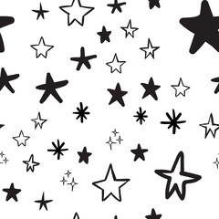 Hand drawn stars seamless pattern. Background texture.