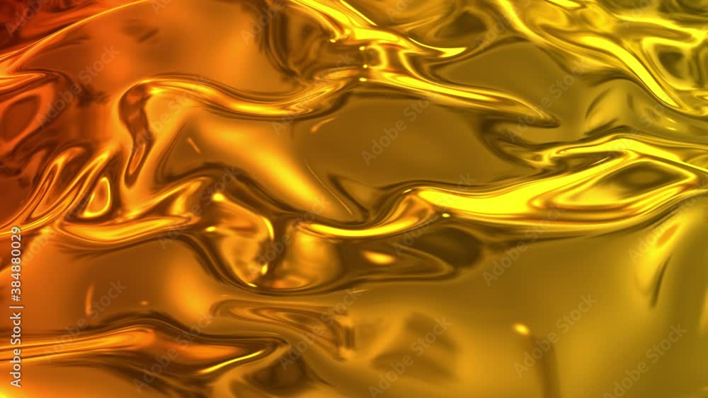 Poster animated metalic gradient in 4k. 3d render of wavy cloth surface that forms ripples like in liquid m