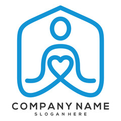 home with love yoga illustration vector