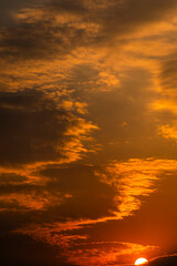 golden orange clouds at sunset background