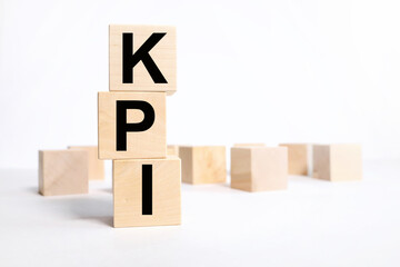 KPI Word Written In Wooden Cubes,Key Performance Indicator